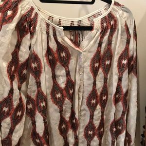 White and red shirt from Anthropologie